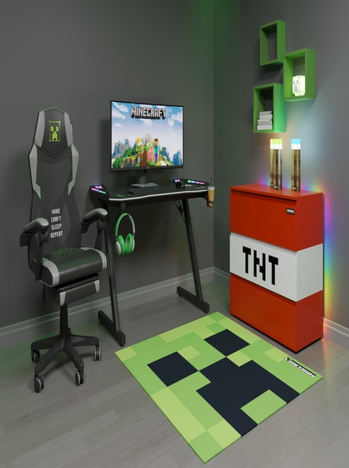 Tapis gamer carré Creeper antidérapant 'Roba' - Minecraft - Kiabi