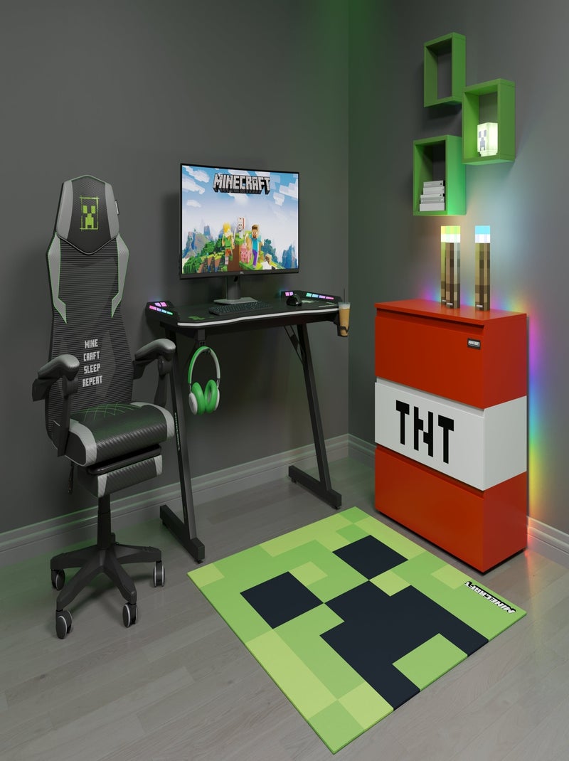 Tapis gamer carré Creeper antidérapant 'Roba' - Minecraft Vert - Kiabi
