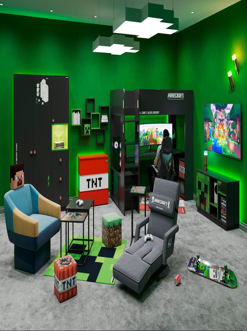 Tapis gamer carré Creeper antidérapant 'Roba' - Minecraft Vert - Kiabi