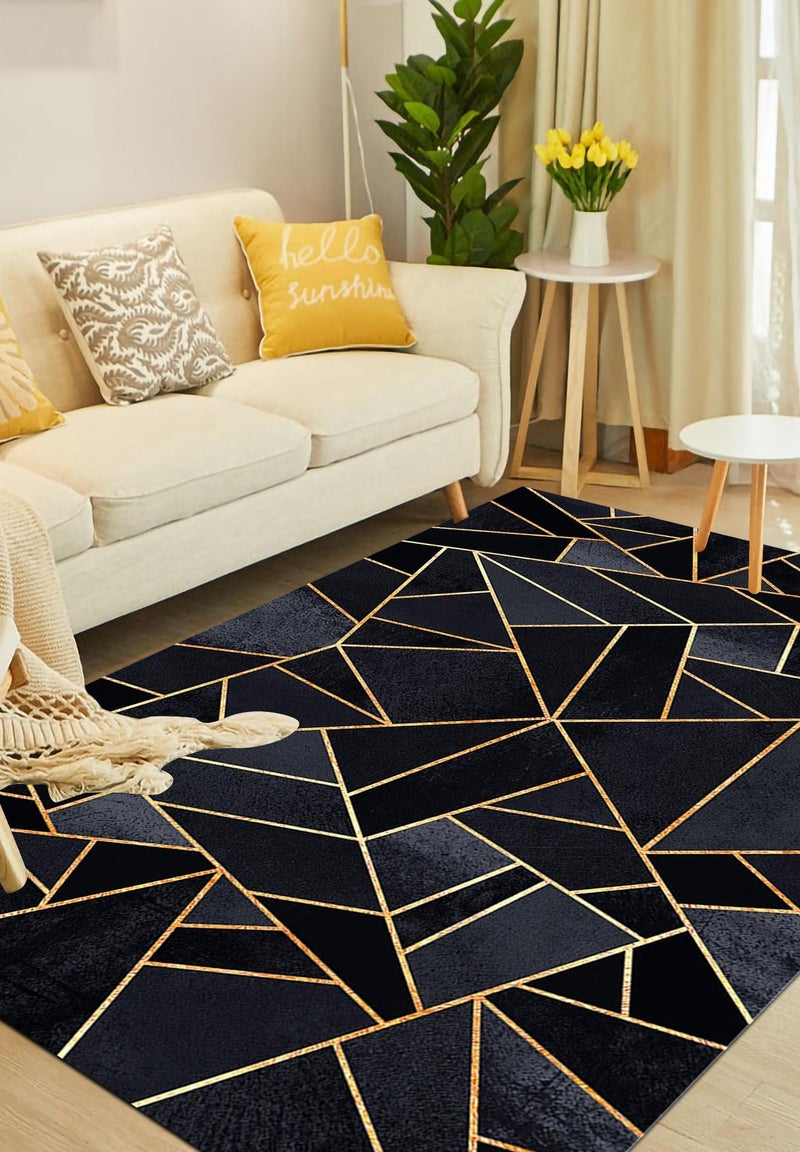 Tapis Grafic Bleu Doré Bleu Doré - Kiabi
