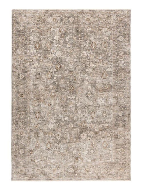 Tapis gris vintage avec franges rayé Pastel - Kiabi