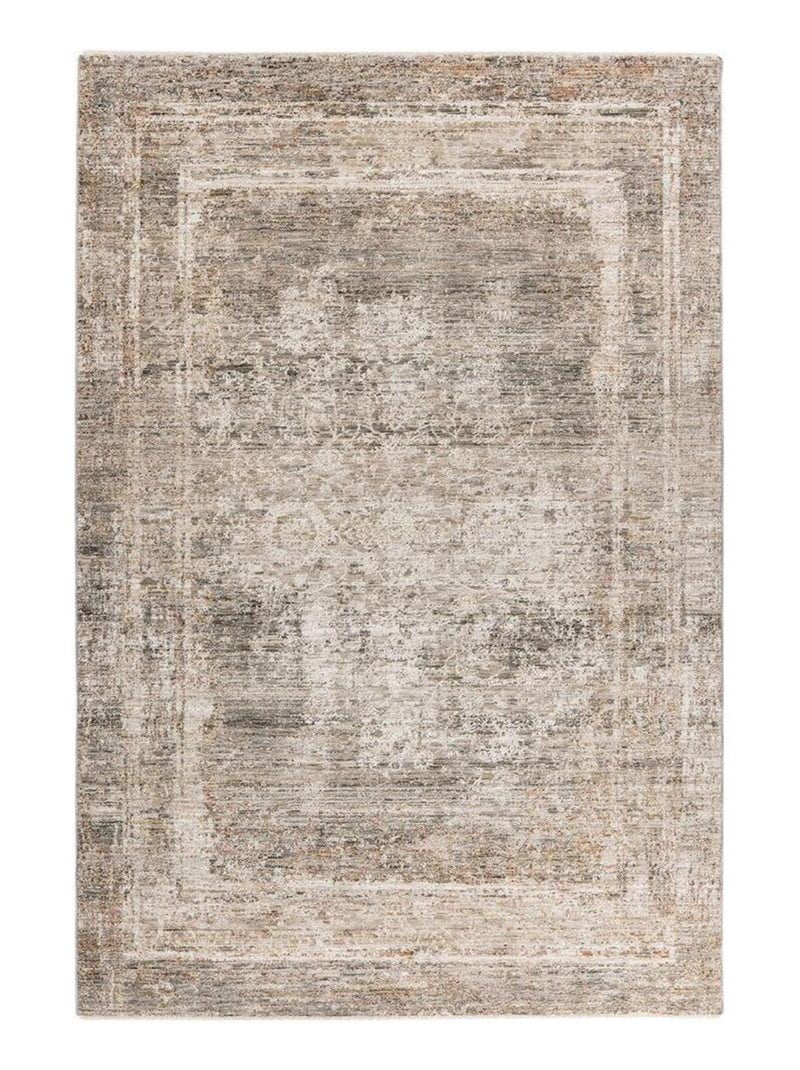 Tapis gris vintage avec franges rayé Yassma Gris - Kiabi