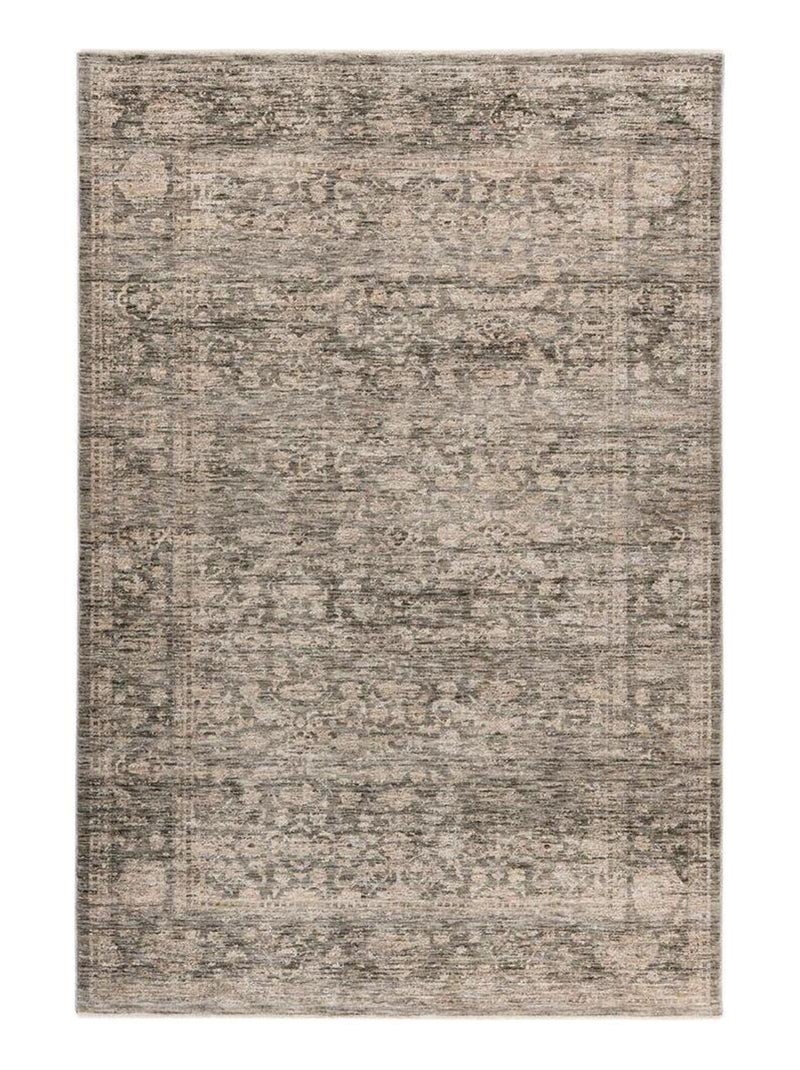 Tapis gris vintage rayé avec franges Nuance Gris - Kiabi