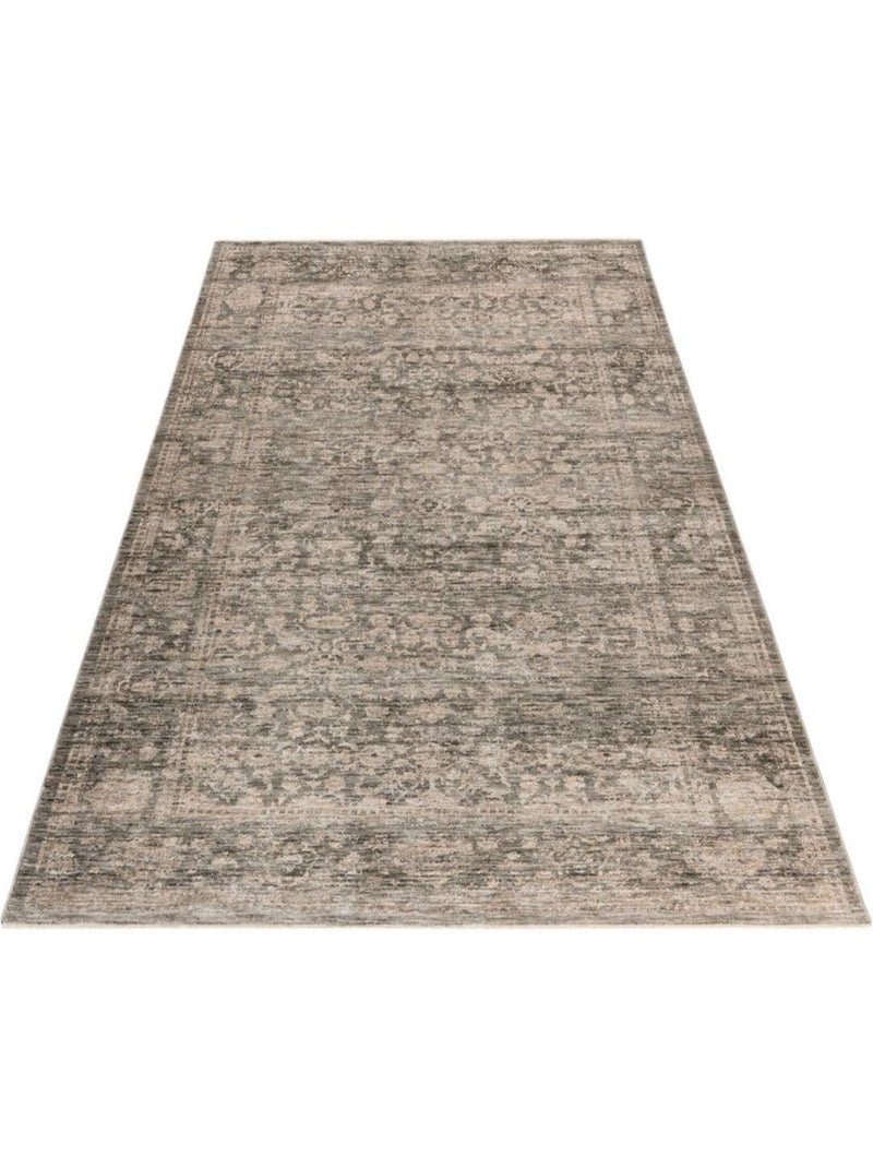 Tapis gris vintage rayé avec franges Nuance Gris - Kiabi