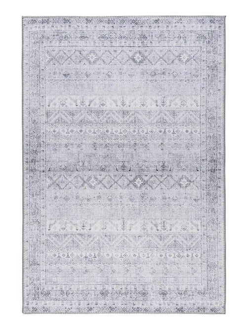 Tapis gris vintage rayé plat rectangle Dynastie - Kiabi