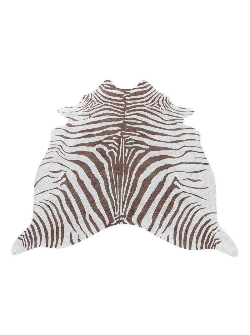 Tapis imitation peau de zèbre lavable en machine Ida Marron - Kiabi