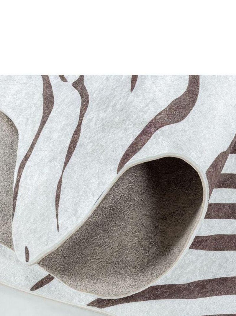 Tapis imitation peau de zèbre lavable en machine Ida Marron - Kiabi