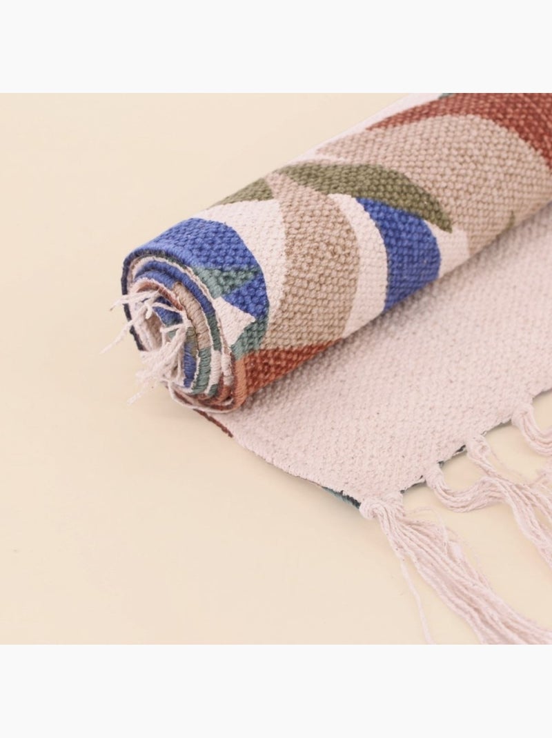 Tapis imprimé avec franges 110x60cm Blanc - Kiabi