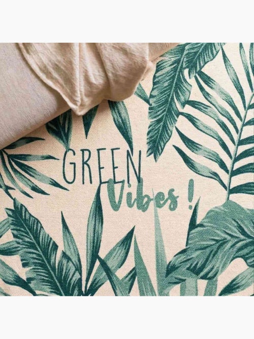 Tapis imprimé blanc et vert avec mot 80x50cm - Kiabi