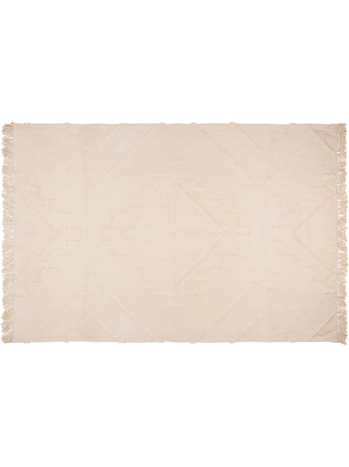 Tapis "Inca" coton tufté blanc ivoire 120x170cm - Kiabi