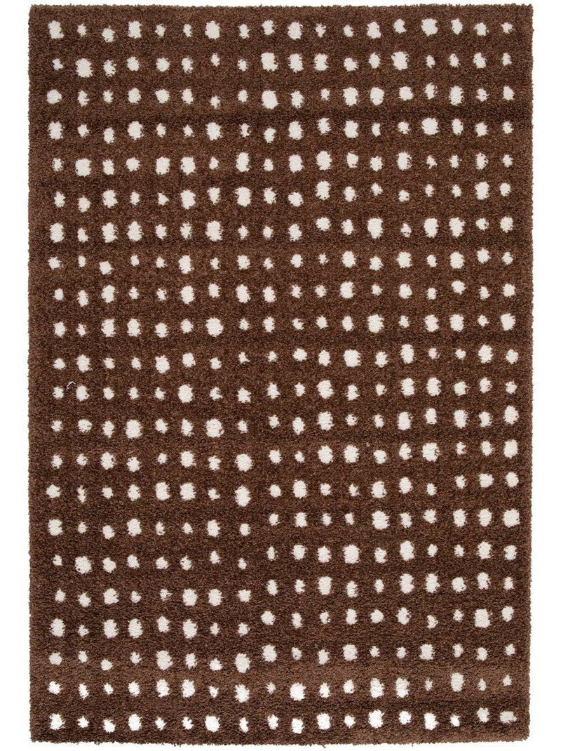 Tapis intérieur à pois marron et crème Eno Blanc Marron Blanc - Kiabi