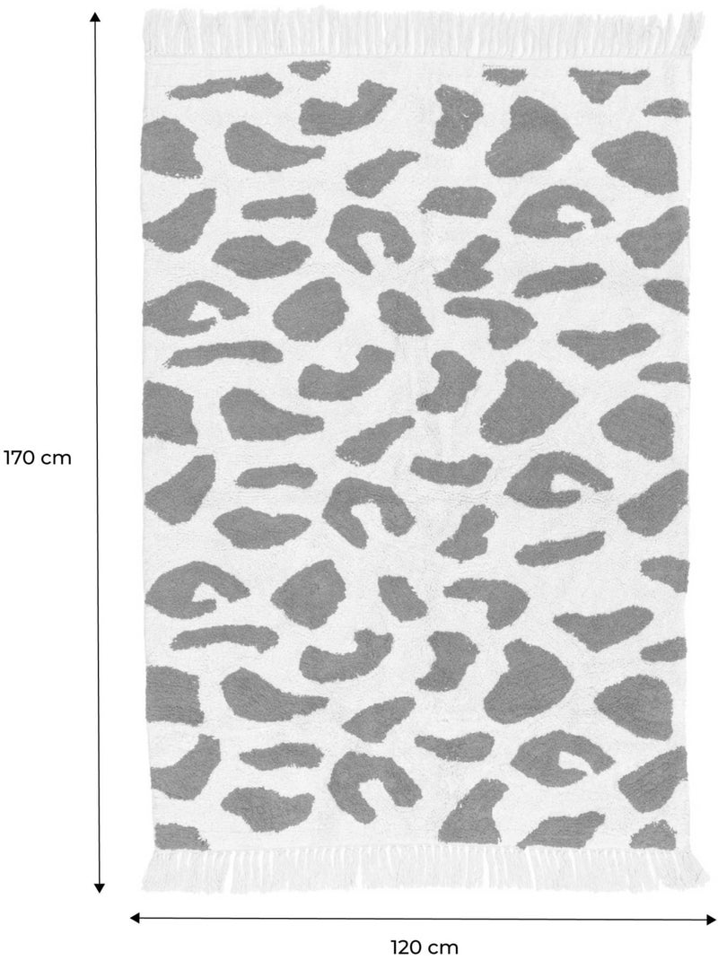 Tapis intérieur coton motif tacheté vert foncé avec franges Glen Vert foncé - Kiabi