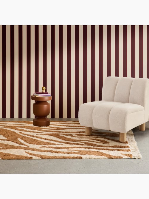 Tapis intérieur coton motif zébré brique avec franges josh - Kiabi