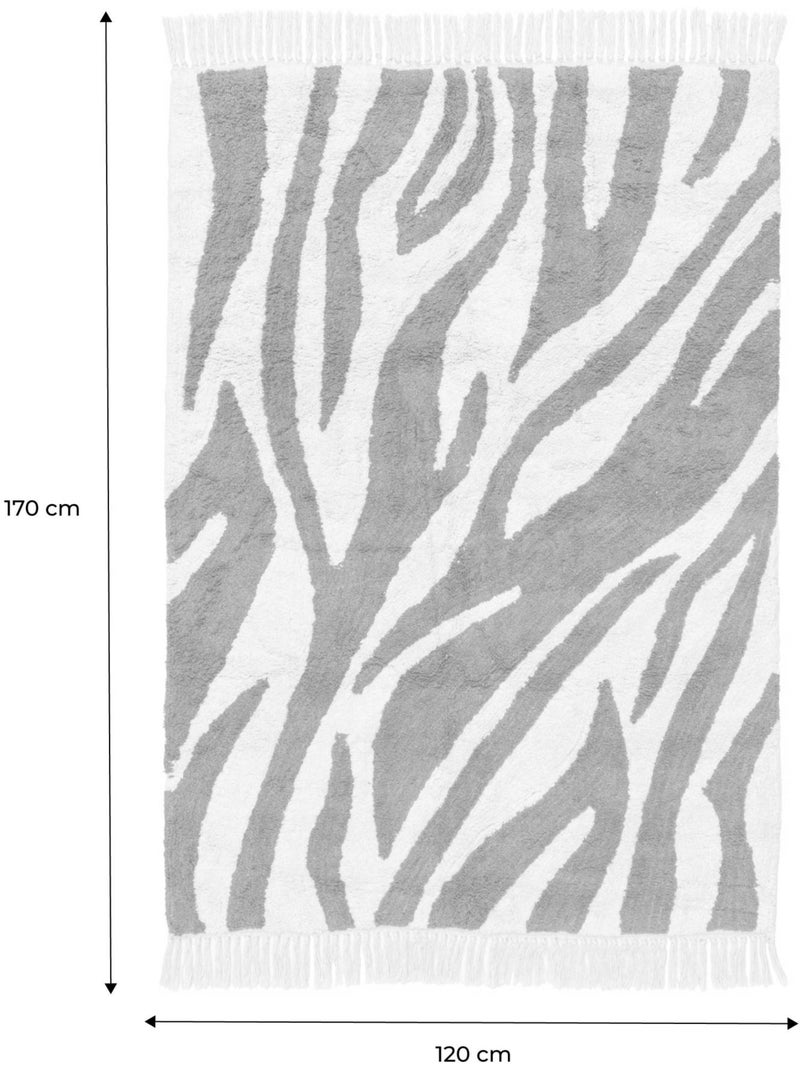 Tapis intérieur coton motif zébré brique avec franges josh Brique - Kiabi