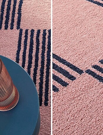 Tapis intérieur damier bleu et rose Fergew