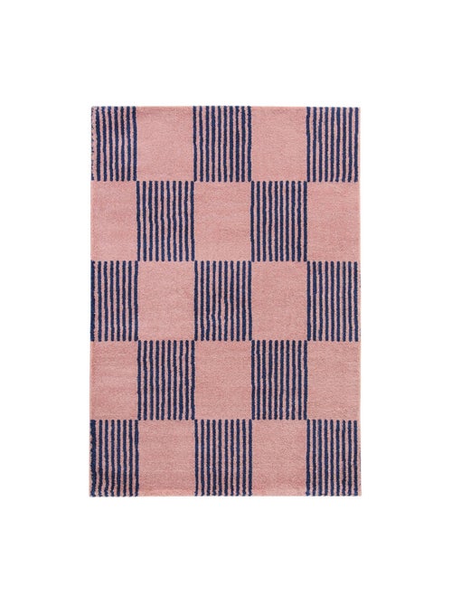 Tapis intérieur damier bleu et rose Fergew - Kiabi