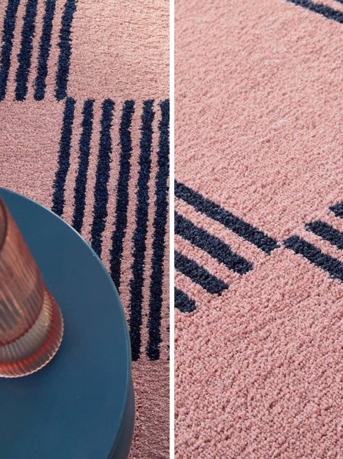 Tapis intérieur damier bleu et rose Fergew - Kiabi