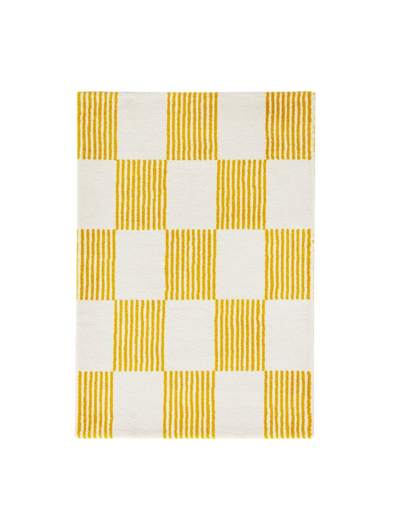Tapis intérieur damier jaune et blanc fergew Jaune - Kiabi