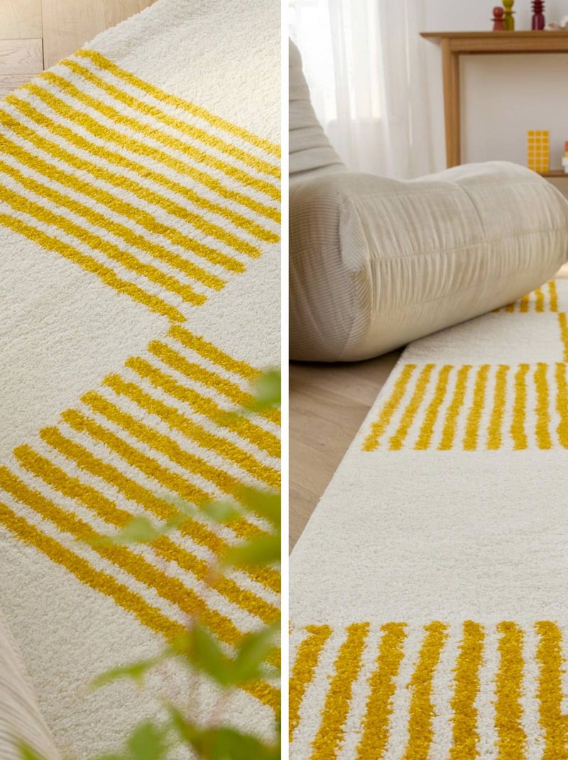 Tapis intérieur damier jaune et blanc fergew Jaune - Kiabi