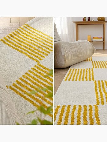 Tapis intérieur damier rouge et rose fergew