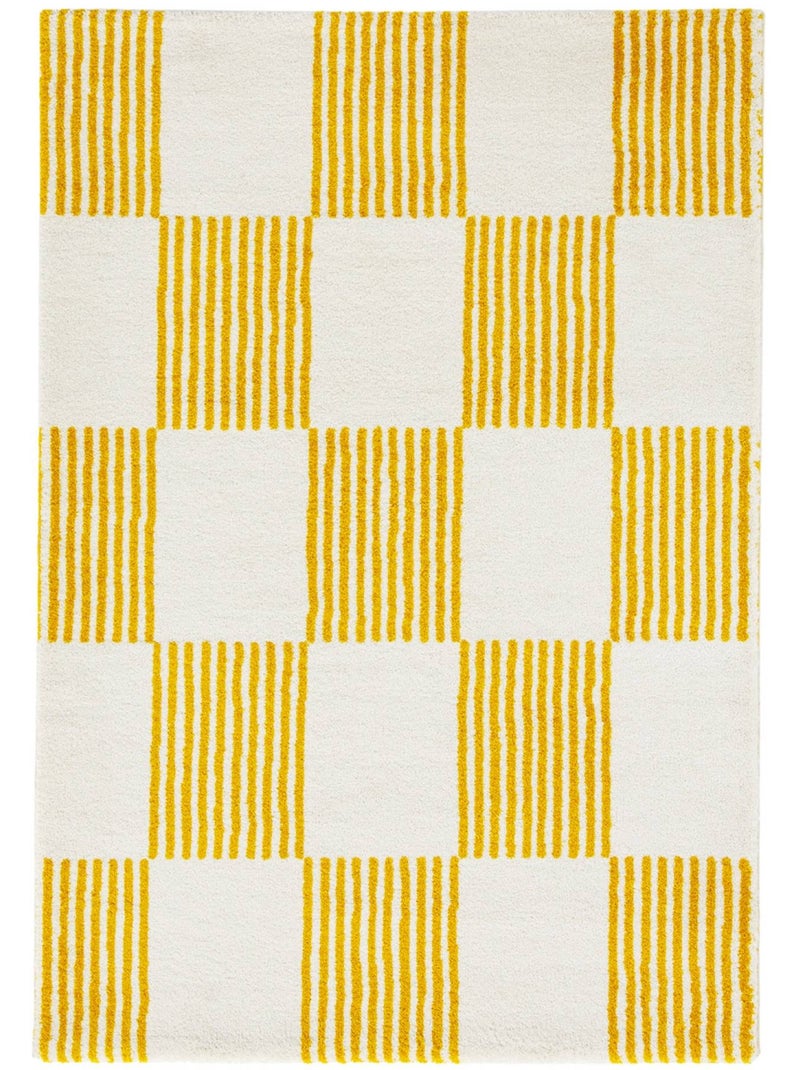 Tapis intérieur damier jaune et blanc fergew Jaune/Blanc - Kiabi