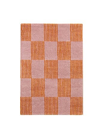 Tapis intérieur damier orange et rose Fergew