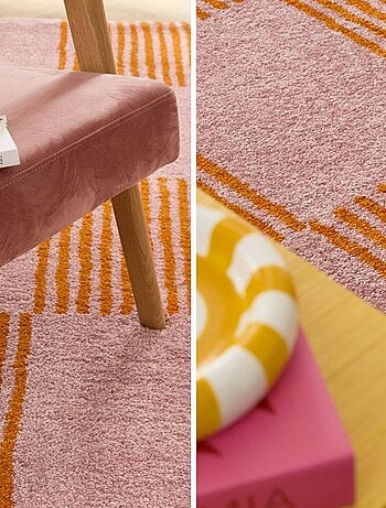 Tapis intérieur damier orange et rose Fergew