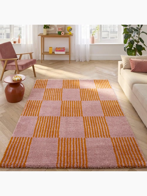Tapis intérieur damier orange et rose fergew - Kiabi Tapis intérieur damier orange et rose fergew - Kiabi