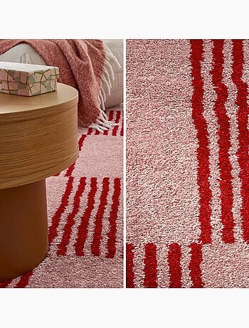 Tapis intérieur damier bleu et rose Fergew