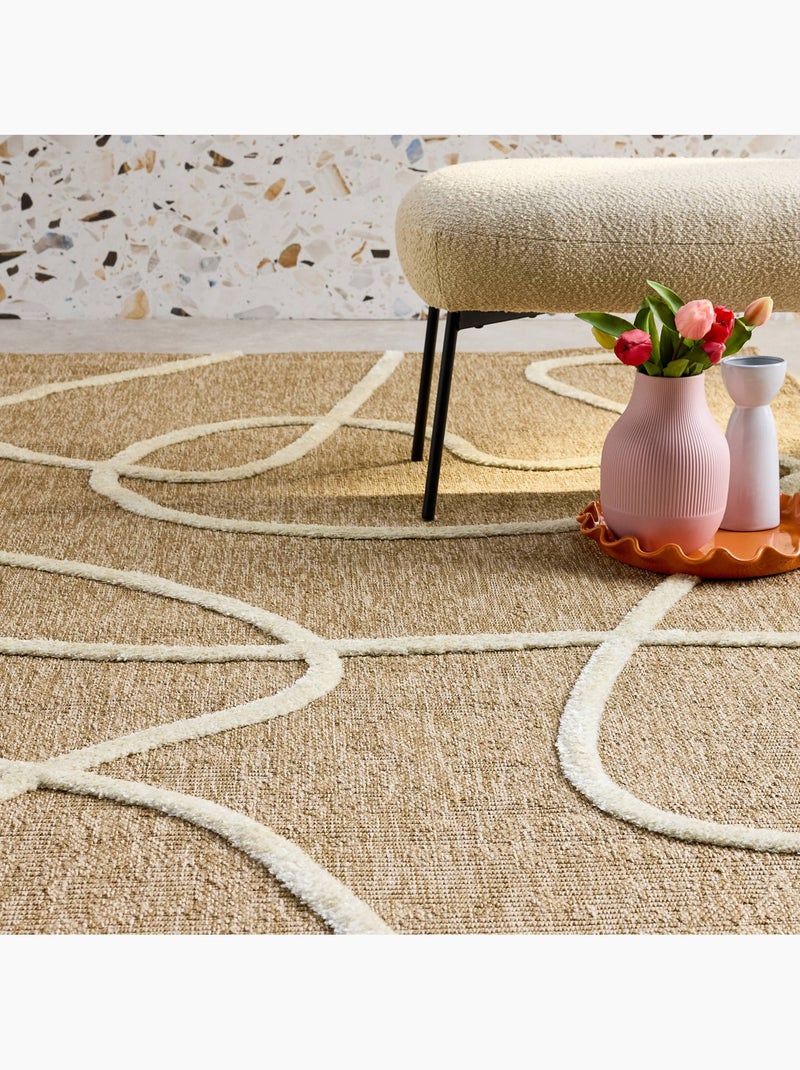 Tapis intérieur effet jute, motif graphique en relief blanc Thomas Blanc - Kiabi