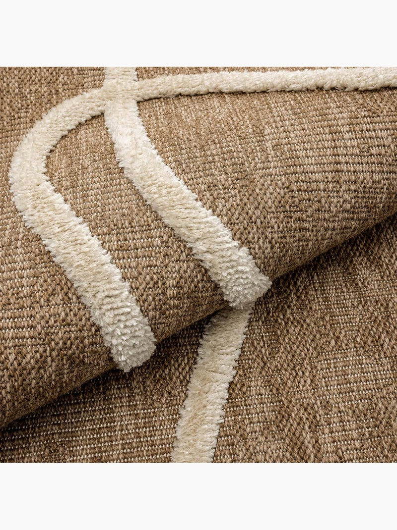 Tapis intérieur effet jute, motif graphique en relief blanc Thomas Blanc - Kiabi
