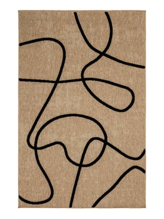 Tapis intérieur effet jute, motif graphique en relief noir Thomas
