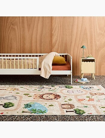 Tapis intérieur enfant blanc imprimé animaux Marti