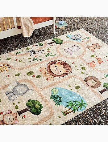 Tapis intérieur enfant blanc imprimé animaux Marti