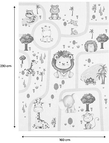 Tapis intérieur enfant blanc imprimé animaux Marti