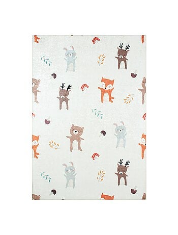 Tapis intérieur enfant blanc imprimé animaux Ravon