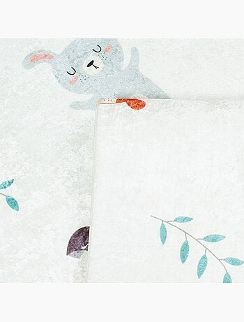 Tapis intérieur enfant blanc imprimé animaux Ravon