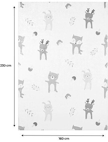 Tapis intérieur enfant blanc imprimé animaux Ravon