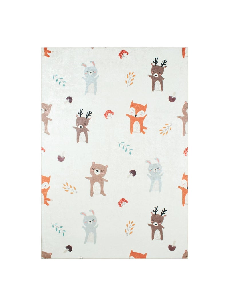 Tapis intérieur enfant blanc imprimé animaux Ravon Blanc - Kiabi