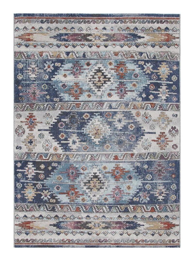 Tapis intérieur et extérieur ethnique plat berbère Malahide Bleu - Kiabi