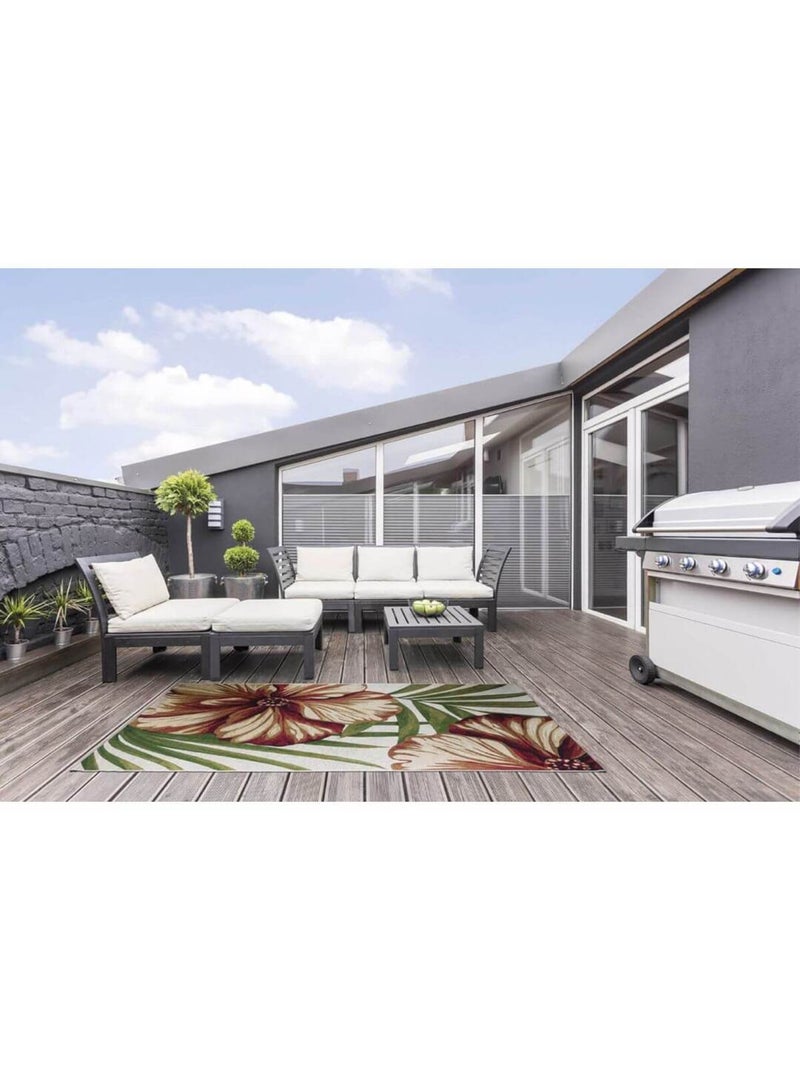 Tapis intérieur et extérieur floral multicolore Nature Multicolore - Kiabi