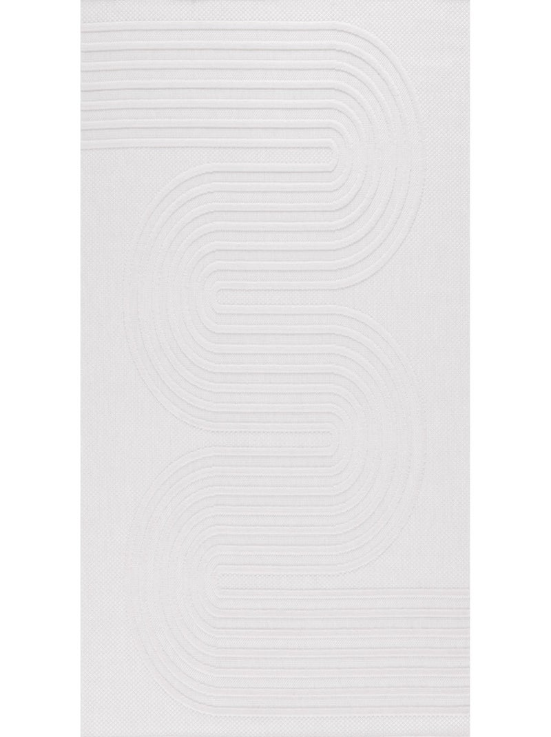 Tapis intérieur et extérieur motifs de vagues Santorini Blanc - Kiabi