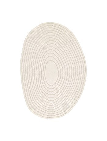 Tapis intérieur forme de galet motif circulaire crème Amanda