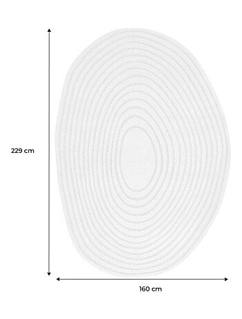 Tapis intérieur forme de galet motif circulaire crème Amanda