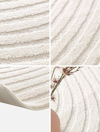 Tapis intérieur forme de galet motif circulaire crème Amanda