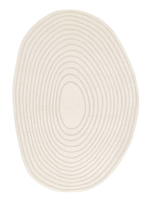 Tapis intérieur forme de galet motif circulaire crème Amanda - Kiabi
