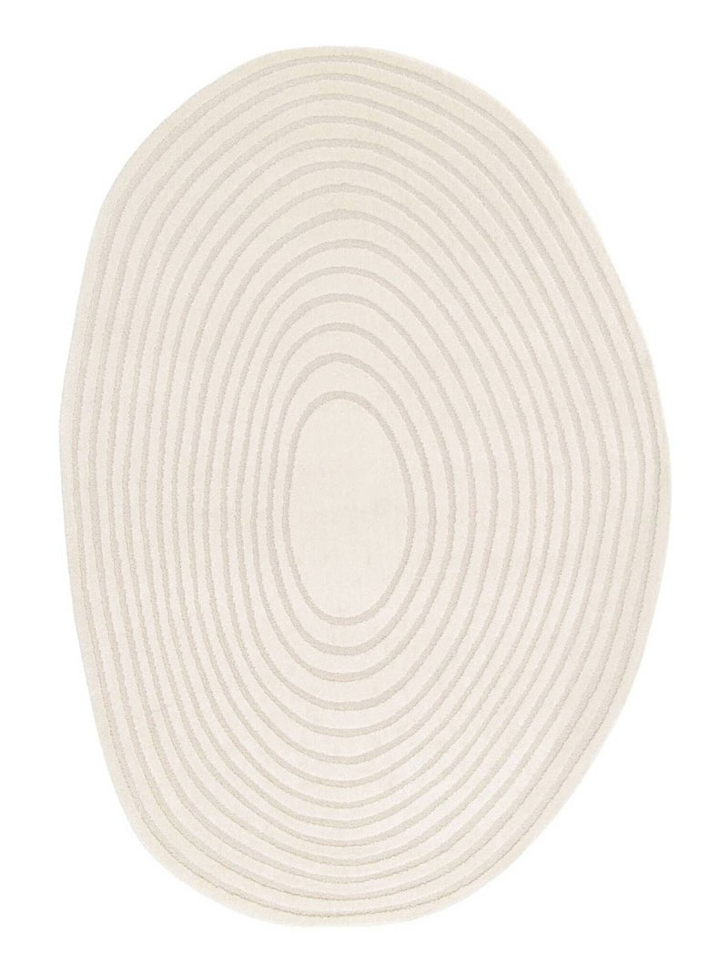 Tapis intérieur forme de galet motif circulaire crème Amanda Beige - Kiabi