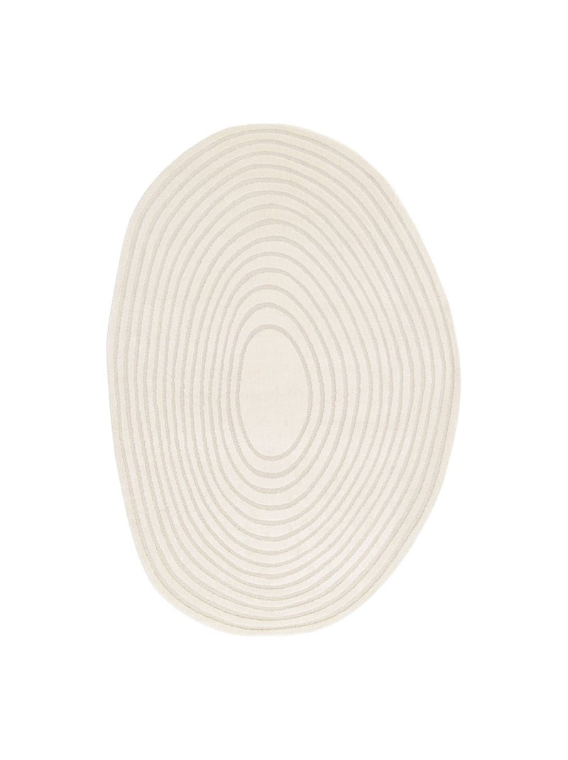 Tapis intérieur forme de galet motif circulaire crème Amanda Beige - Kiabi