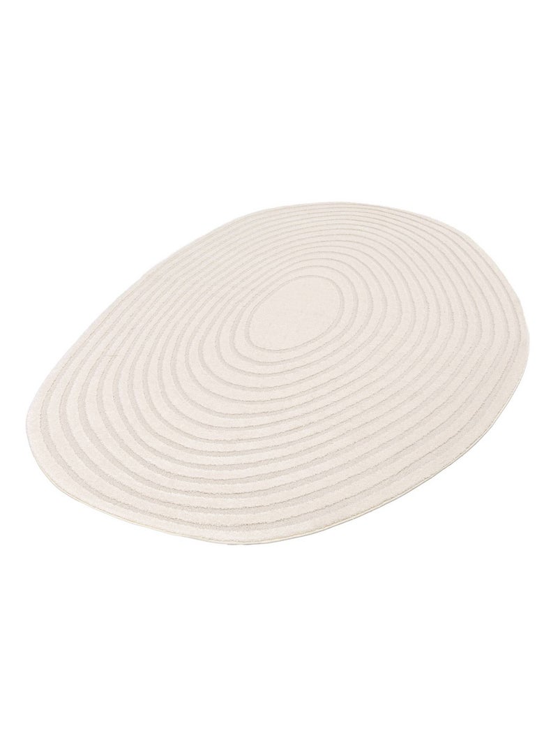 Tapis intérieur forme de galet motif circulaire crème Amanda Beige - Kiabi