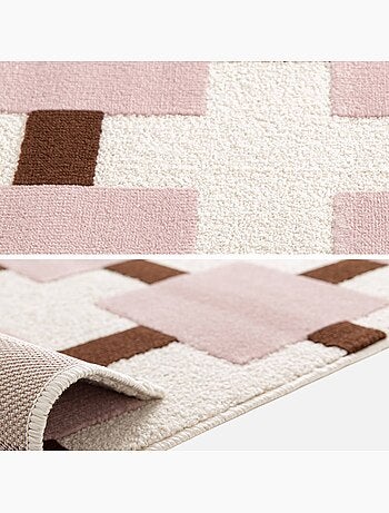 Tapis intérieur motif à carreaux rose et marron Thelma
